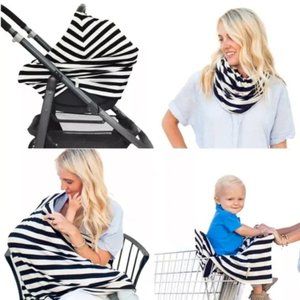🍒 COVERED GOODS 4-in-1 Multi-Use Nursing Cover B&W Stripe
